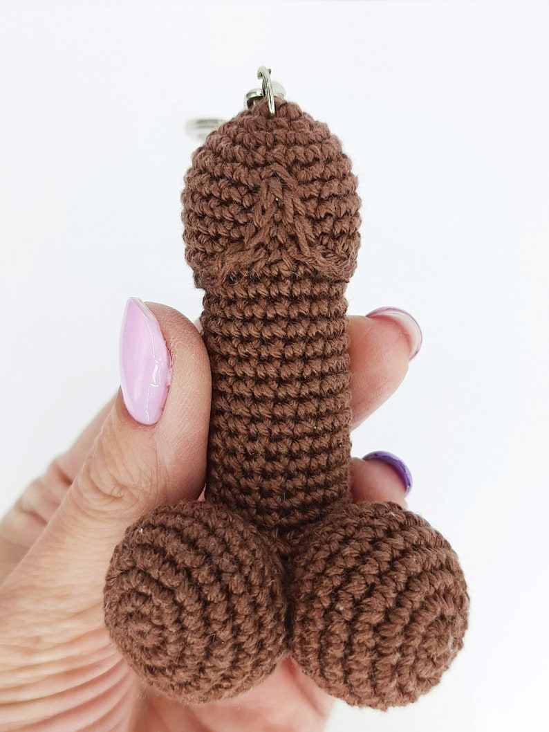Crochet penis keychain Mature charm for bag or keys