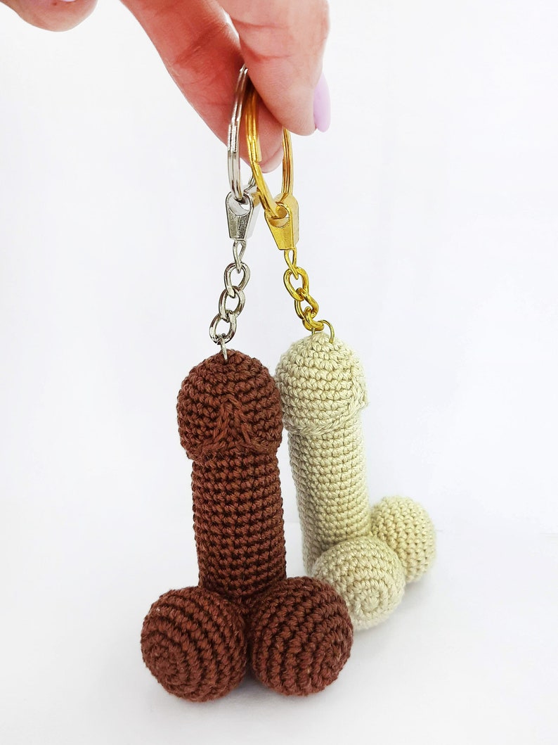 Crochet penis keychain Mature charm for bag or keys