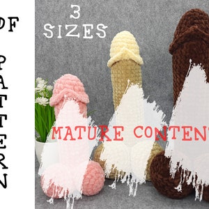 Gehäkeltes Peniskissen 3 Größen Amigurumi Anleitung für Anfänger Lustiges erwachsenes Geschenk