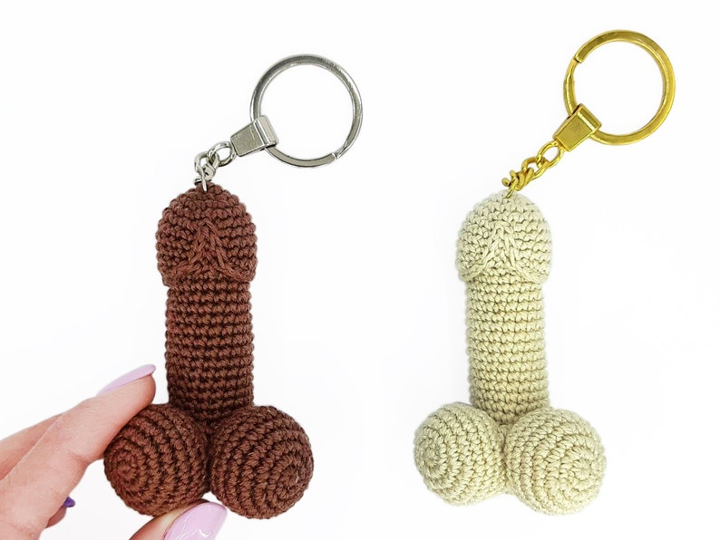 Crochet penis keychain Mature charm for bag or keys