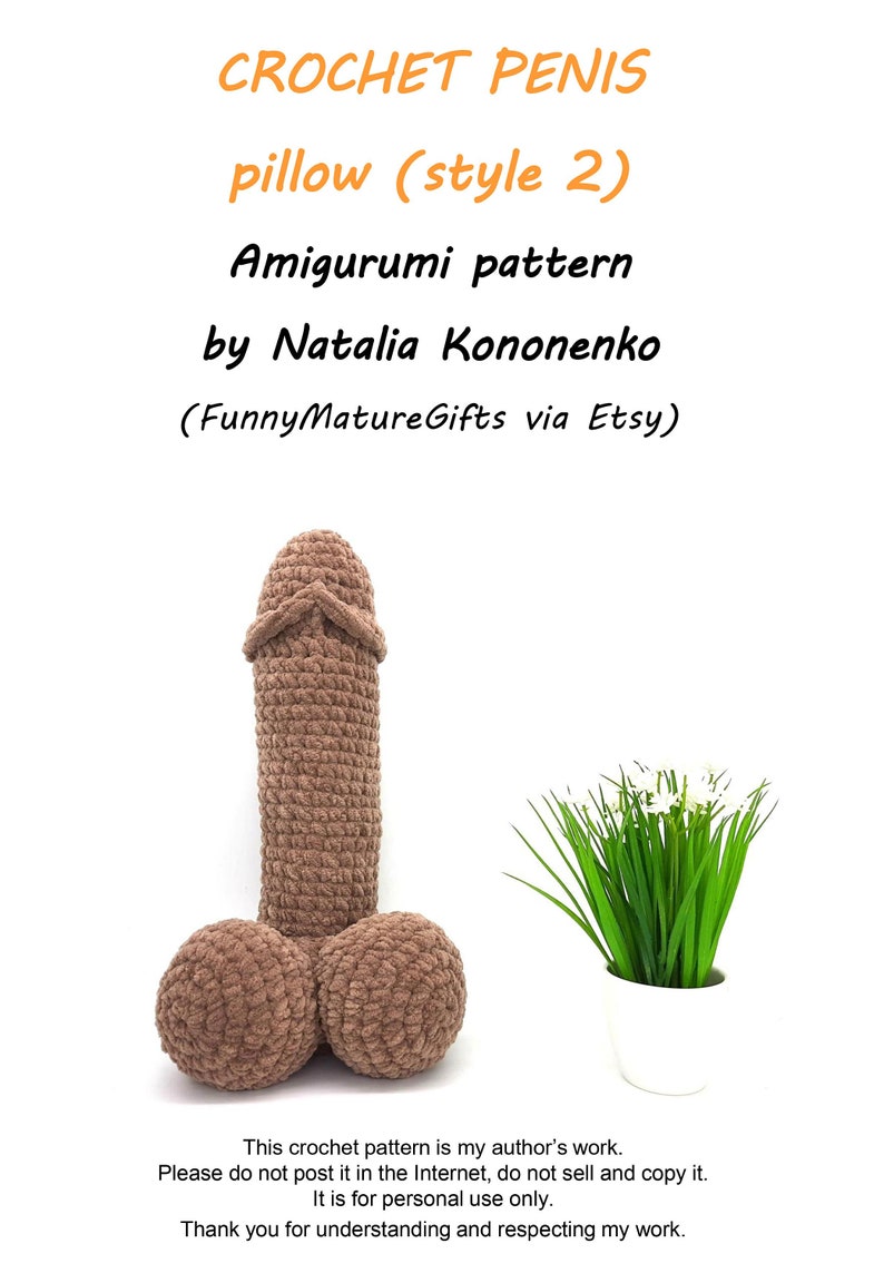 Cojín de ganchillo para pene patrón Amigurumi para principiantes Regalo divertido para maduros imagen 4