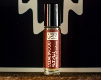 Cedarwood + Vetiver Natural Cologne For Him / Deep Rich Woodsy Scent / Aromatherapy for a Well-Being Connection / Essential Oil Roller /