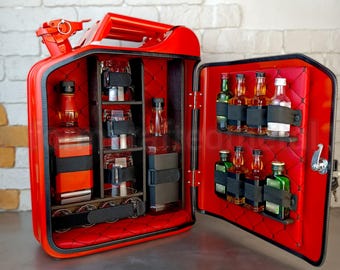 Minibar con bidón de 20 litros, minibar artesanal, mueble para bidones, set de regalo para hombre, regalo para el Día del Padre