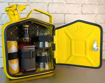 Minibar con lata de combustible personalizada: regalo de whisky hecho a mano, decoración rústica para el hogar.