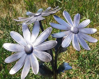 Margarita de hierro forjado, arte de jardín de metal, decoración de flor eterna