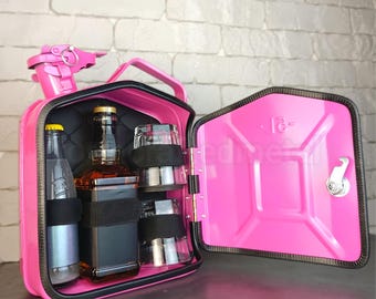 Minibar con forma de bidón de 5 litros - Mueble bar portátil de viaje para licores y cócteles, mueble bar único para regalar