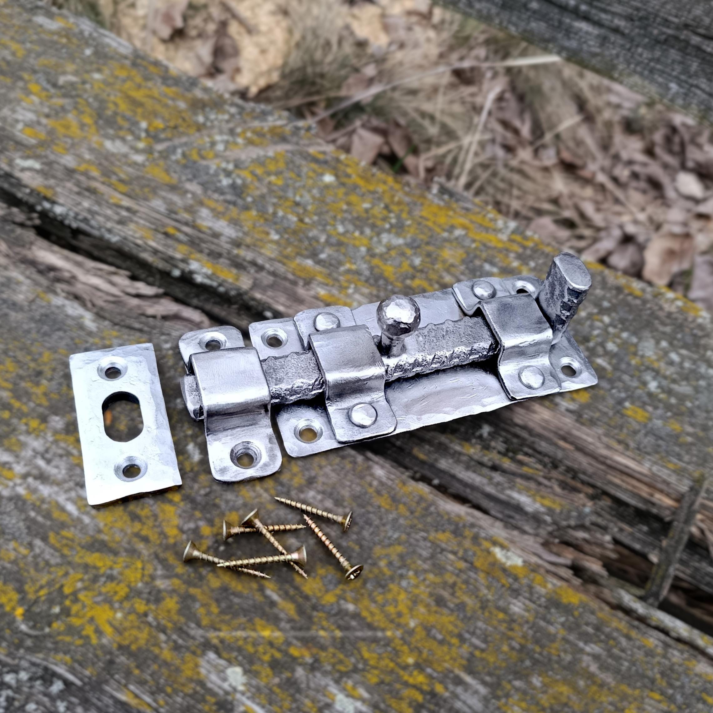 Hand Forged Slide Bolt Latch, Rustic Wrought Iron Gate Lock - Etsy