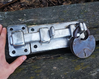 Pestillo de puerta deslizante forjado a mano, cerradura rústica de hierro forjado para puerta de granero