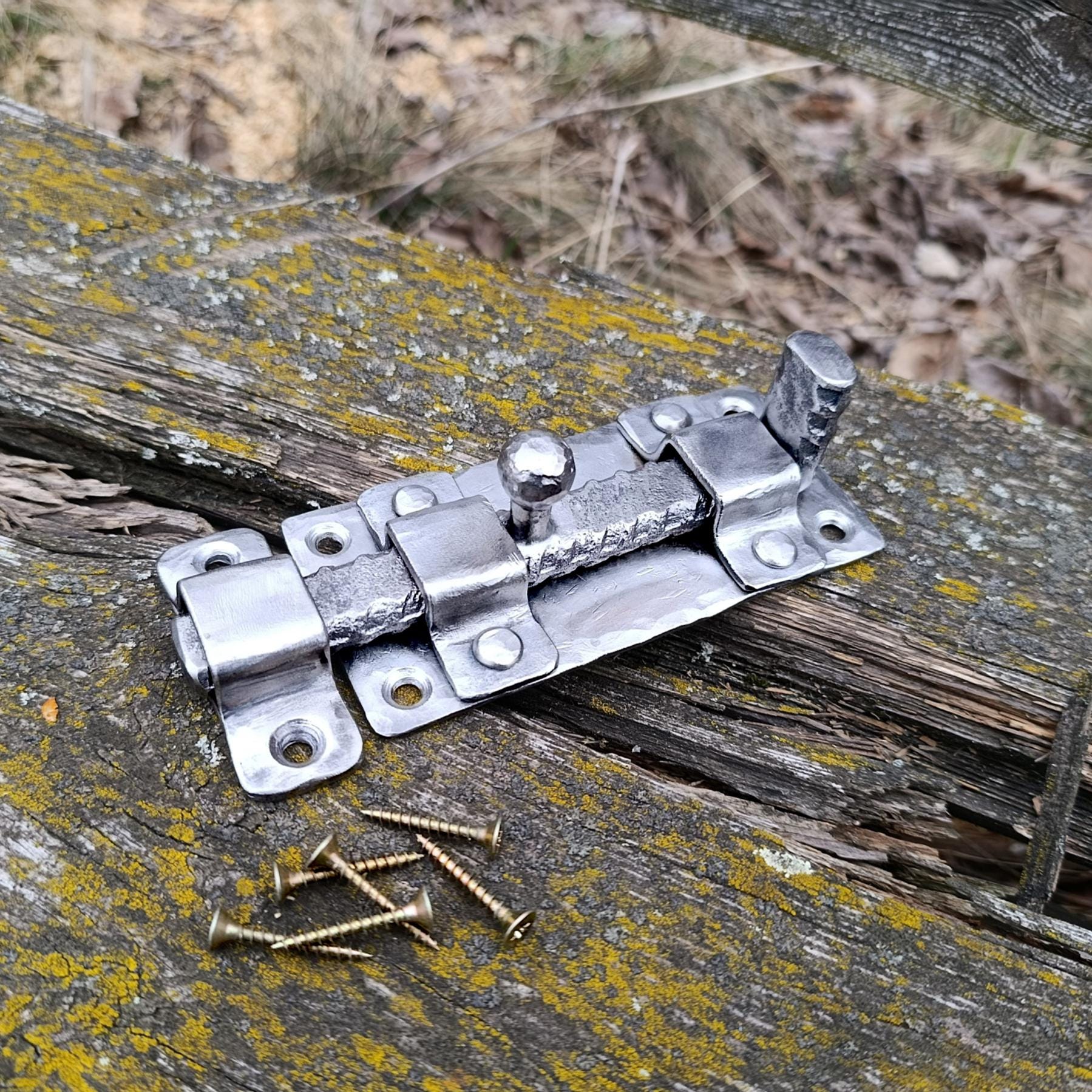 Hand Forged Slide Bolt Latch, Rustic Wrought Iron Gate Lock - Etsy