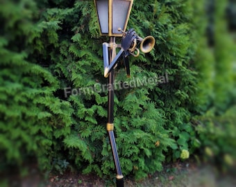 Escultura de farola de músico, arte de jardín, iluminación exterior