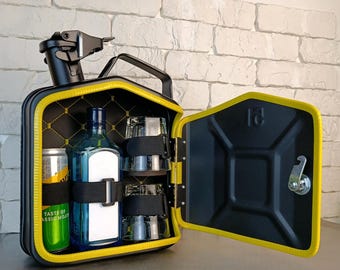Bidón de cócteles Jerry Can de 5 l, regalo personalizado grabado para él, mueble bar industrial