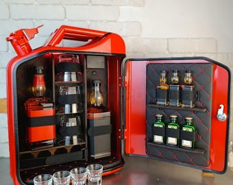 Minibar en garrafa de 20 litros, mueble bar portátil de viaje, set de regalo para hombre, mueble bar, decoración para cueva de hombre