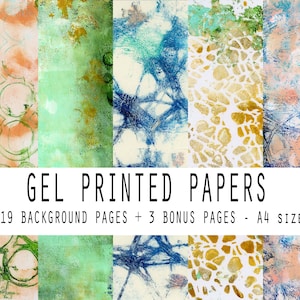 GEL PRINTED PAPERS 19 background + 3 bonus digital printable papers in A4 size