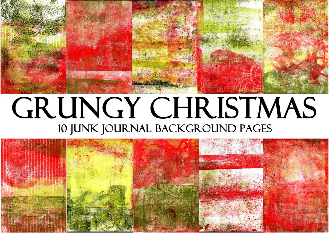 GRUNGY CHRISTMAS 10 Junk Journal Background Digital Printable Papers A4 ...