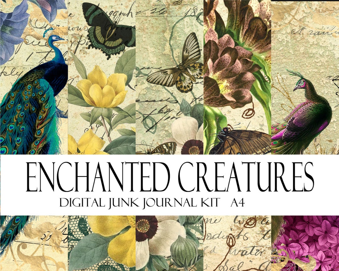 ENCHANTED CREATURES Digital Junk Journal Kit With 6 Design Pages and 4 ...