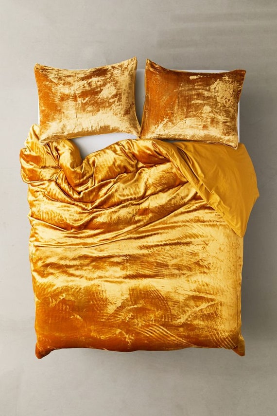 Ultra Luxe Crushed Velvet Duvet Cover Boho Bedding Uo - Mustard Yellow Velvet Bedding Ultra Luxe Crushed Velvet Duvet Cover Boho Bedding Uo - Mustard Yellow Velvet Bedding