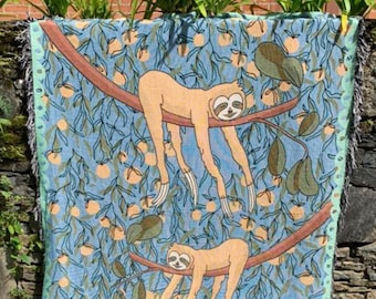 Funny Tapestry Aesthetic Eclectic Woven Throw Blanket Hygge Gift Sloth Boho Throw Blanket Wedding Gift For Couple Unique