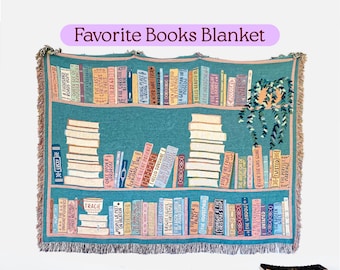 Favorite Books Gift, Bookish Throw Blanket,  Gift For Bookworm, Custom Books Tapestry, Reading Nook Decor, Booknook Book Lover Gift