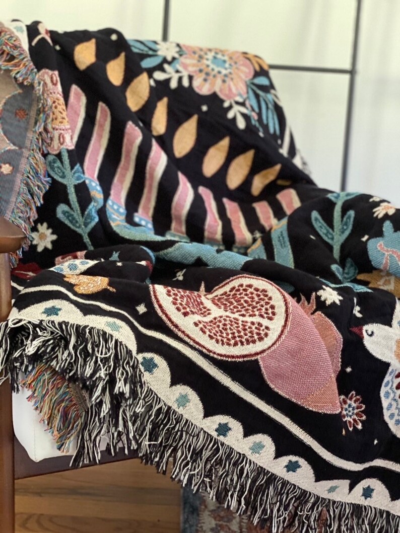 ByTheNook Jewish Home Blessing Throw Blanket - Thumbnail 3