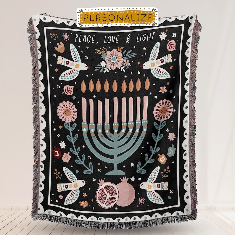 ByTheNook Jewish Home Blessing Throw Blanket - Thumbnail 2