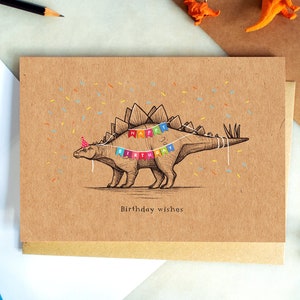Dinosaur Birthday Card | Birthday Stegosaurus A5