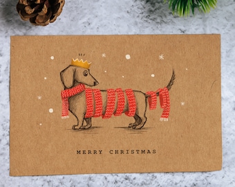 Tarjeta de Navidad Dachshund / Feliz Navidad A5