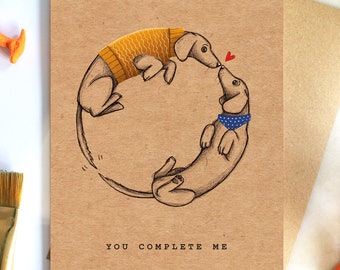 Dachshund Valentine’s Day Card | You complete me A5