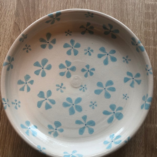 Turquoise flowery plate