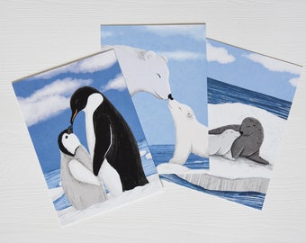 Set of postcards Animals by the water