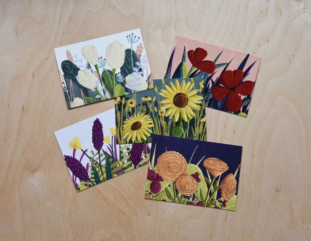 Set of Postcards "flowers" - Etsy