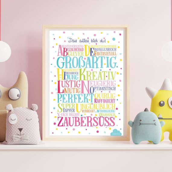 ABC Spruch Poster Deko für das Kinderzimmer. Kinderposter zum Etsy.de