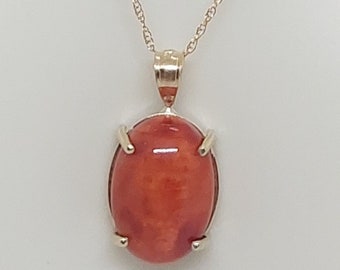 Può includere: Una collana con catena d'oro con un ciondolo ovale rosso. Il ciondolo è incastonato in una cornice dorata.