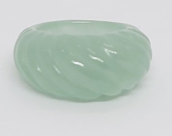 Grade A Green Jade Dome Ring - Boho Hippie Style