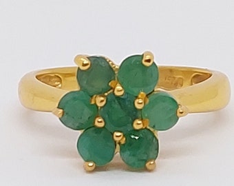 Emerald Ring: 24k Gold Plated Sterling Silver, Handmade Gemstone Ring