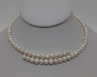 Freshwater Pearl Chocker Necklace. Real Culture Pearl Necklace, White Pearl Necklace, Natural color Freshwater Pearl Necklace.