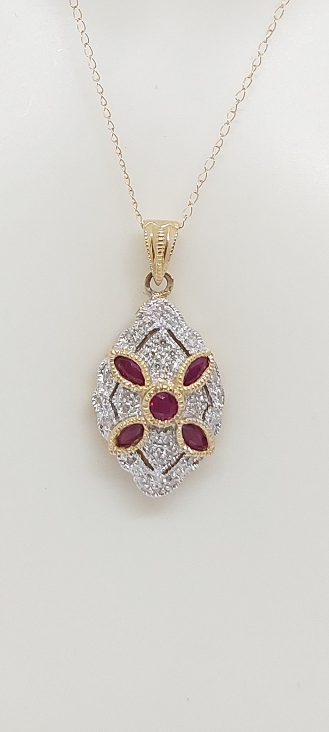 Amazon.com: Ruby Necklace Water Lily Flower Pendant 18k