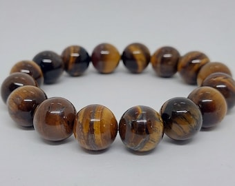 Tiger Eye 10mm Round Gemstone Stretch Bracelet