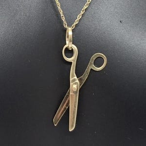 Cutting Scissors 14K Yellow Gold Pendant. 18 Inches 14K Yellow Gold ROPE chain Scissors Pendant. Cutting scissors.  Scissors LOVER Pendant.