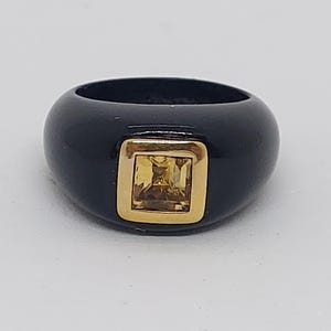ONYX/Citrine 14k Yellow Gold Ring. ONYX Ring. Gemstone Ring. Black Onyx / Citrine Gold Ring. Healing Stone Ring. Black Onyx / Citrine LOVER.