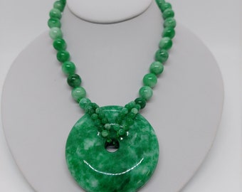 Green JADE Large Necklace Donut Pendant/Necklace. Men and Woman Jade LOVER Pendant. GREEN Jade Necklace.