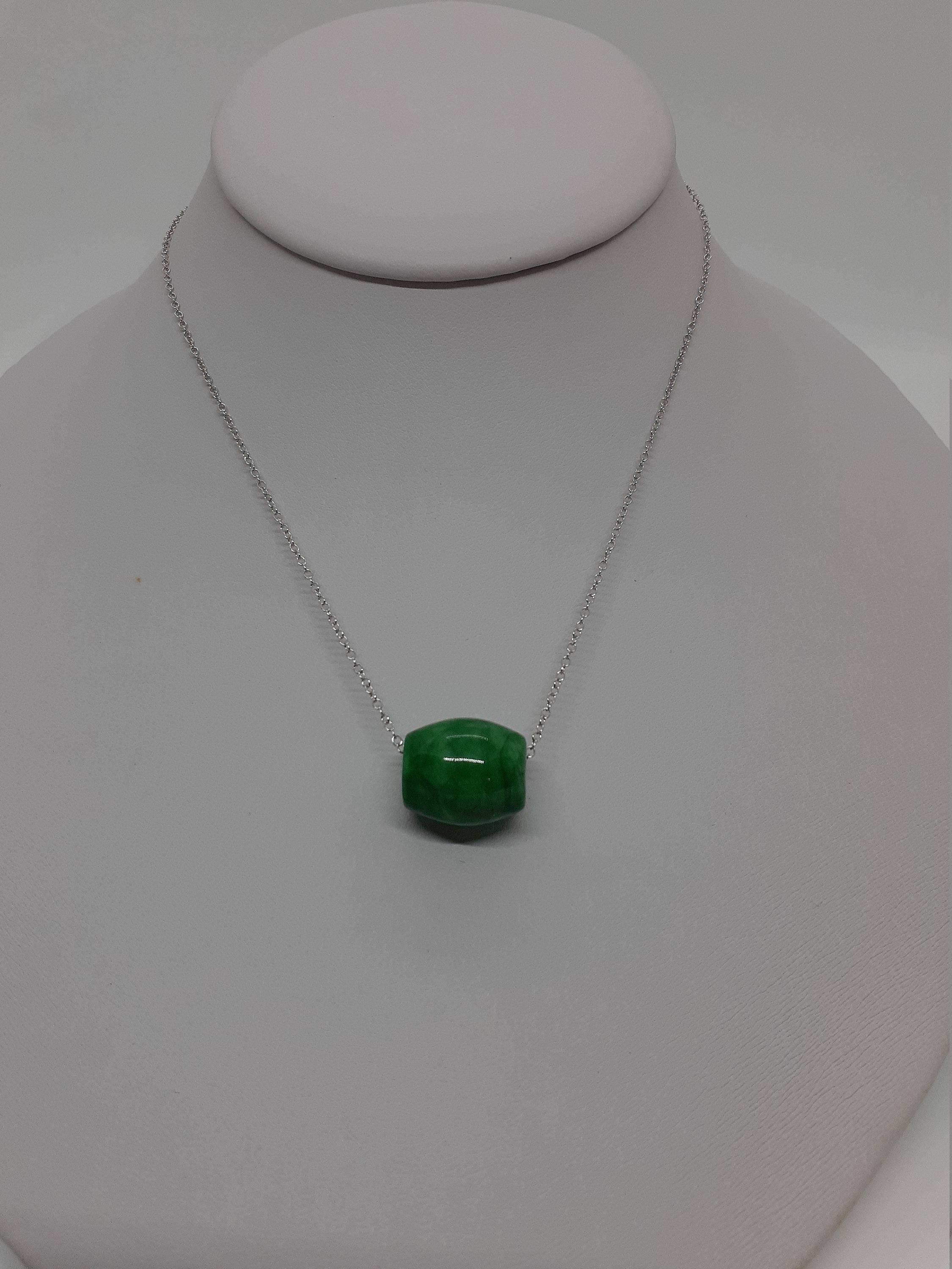 Green Jade Barrel Beads Pendant / Necklace /charm With Silver - Etsy