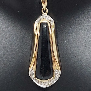 14K gouden hanger met zwarte onyx en diamant: 18&quot; doosketting