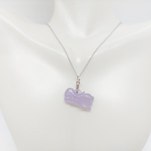 Lavender Jade Tiger Pendant Necklace: 925 Silver Chinese Zodiac Amulet