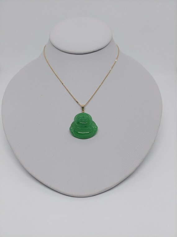 Buona fortuna giada verde cinese collana anello di giada