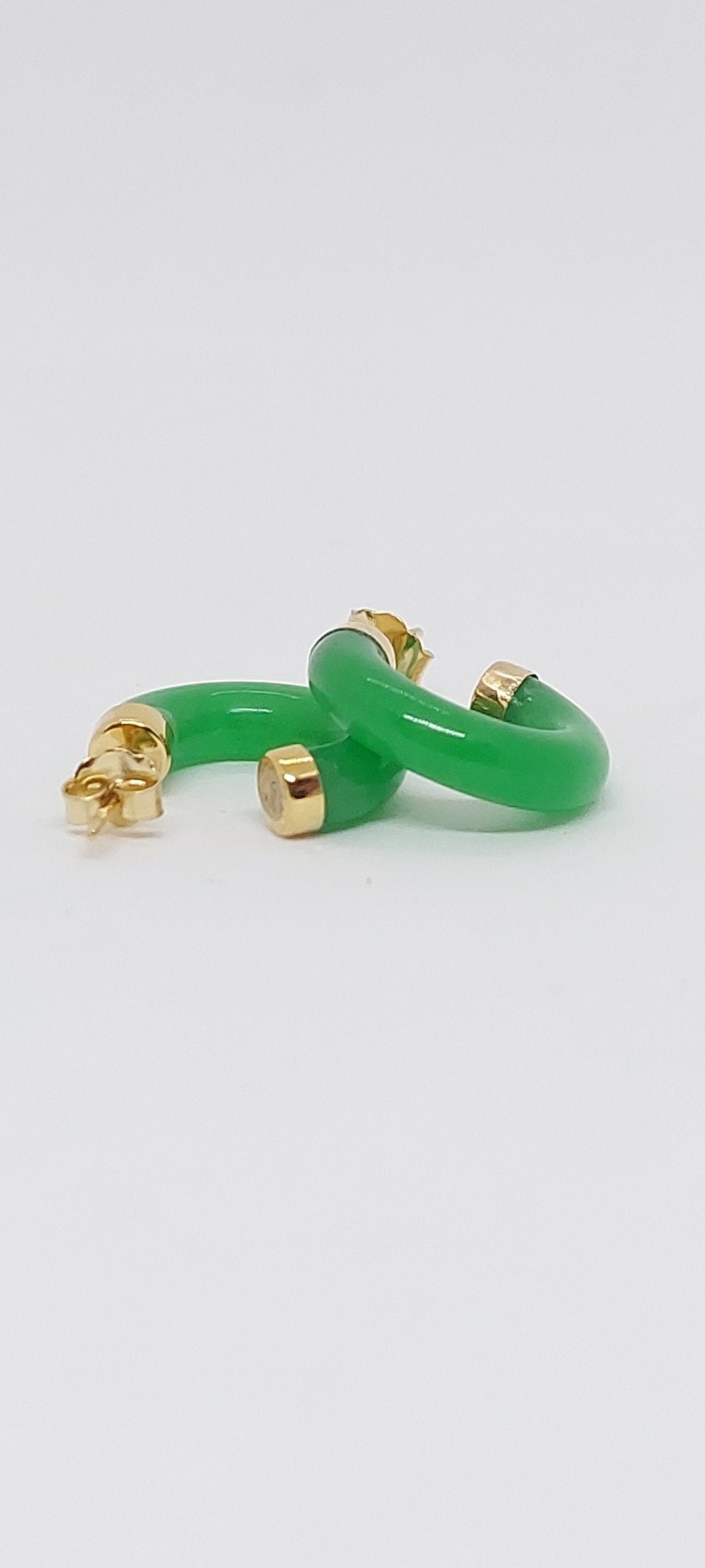Mini jade cheap hoop earrings