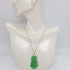 Green Jade Guanyin Buddha Pendant: 14K Yellow Gold Amulet image 10