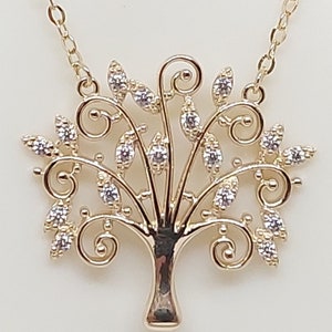 Tree of Life 14k Yellow Gold Pendant / Necklace / Charm. Tree of Life w/ Cubic Zirconia 14k Yellow Gold 18 Inches Chain Pendant. Tree LOVER.