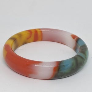 Multi Color Jade Bangle Bracelet 2.5 and 2.10 Inches Inside Diameter. Jade 13mm thick Bracelet. Colorful Jade Crystal Gemstone Bangle LOVER.