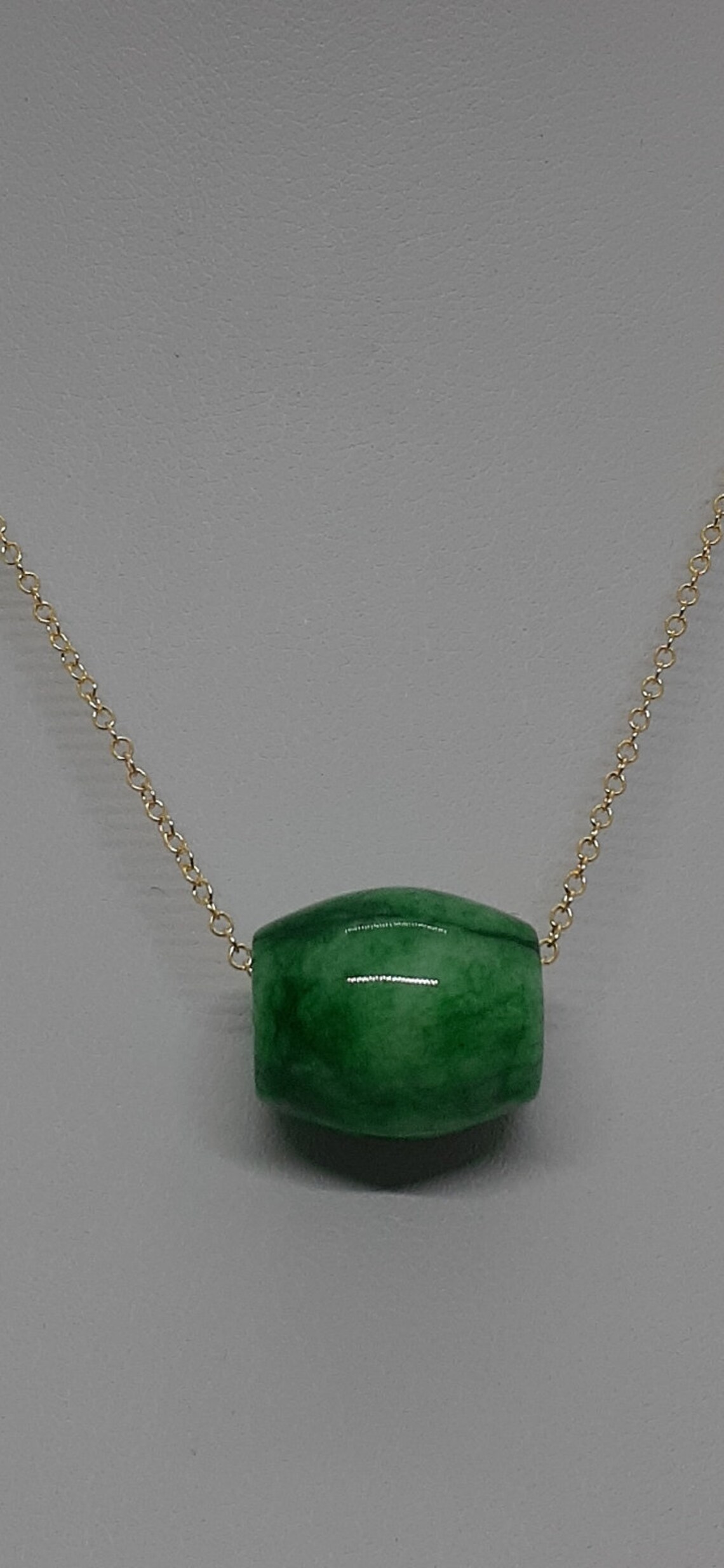 Green Jade Barrel beads Pendant / Necklace /Charm With Silver Etsy