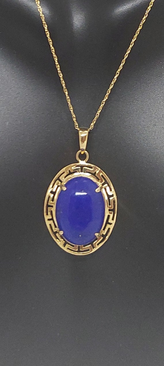 14Kイエローゴールド ラピスラズリ ペンダントネックレス - 18インチ